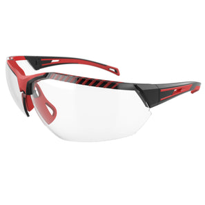 Black and red with clear lens